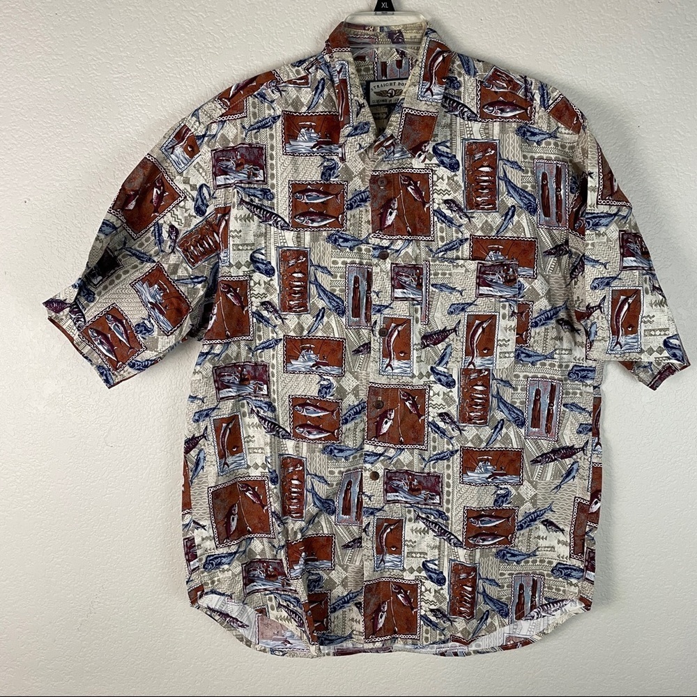 Straight Down Fishing Button Up Shirt Size XL